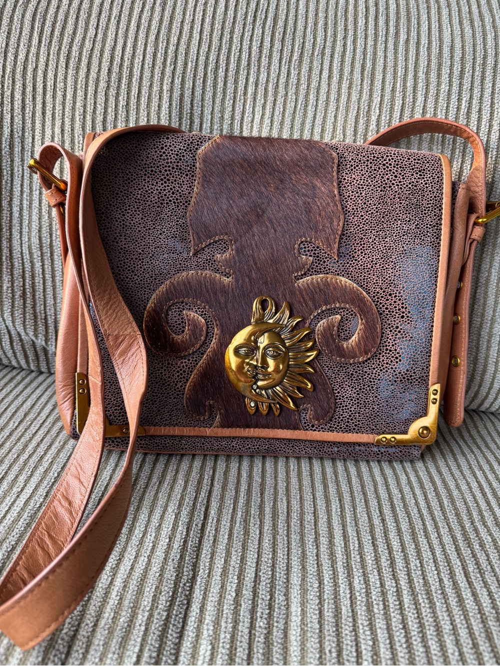 Sharif Vintage Celestial Stingray Sun & Moon Crossbody Bag - Rare